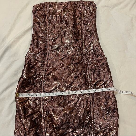 Redemption Womens NWT Textured Rose Gold Mini Tube Dress sz 36 IT 0 US - Picture 10 of 16